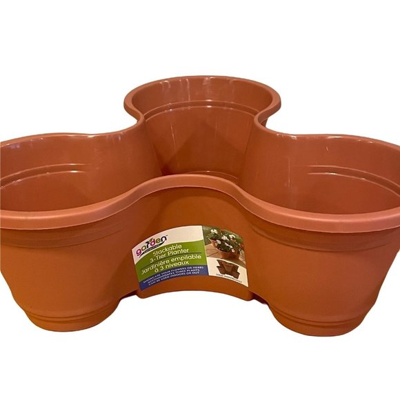 STACKABLE 3-TIER PLANTER SET OF 3 Terracotta color - Picture 5 of 6